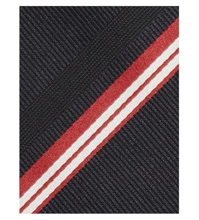 Shop Hugo Boss Diagonal-stripe Silk Tie In Bright Red