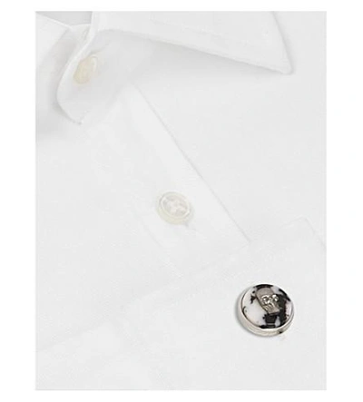 Shop Alexander Mcqueen Marbled Enamel Skull Cufflinks In Marble / Silver