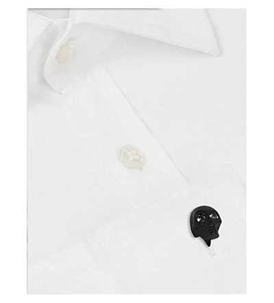 Shop Alexander Mcqueen Crystal Eye Skull Cufflinks In Matte Black