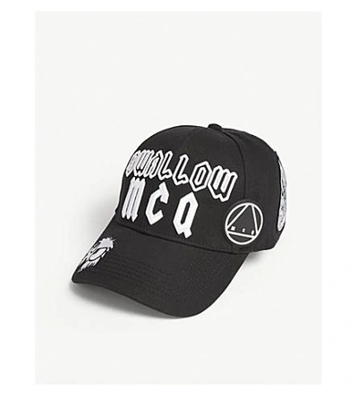 Shop Mcq By Alexander Mcqueen Swallow Cotton Cap In Black