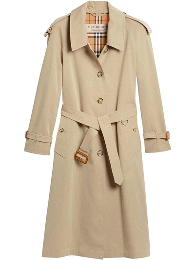 Burberry Side-slit Tropical Gabardine Trench Coat In Oatmeal | ModeSens