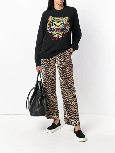 Shop Kenzo Embroidered Tiger Sweatshirt - Black