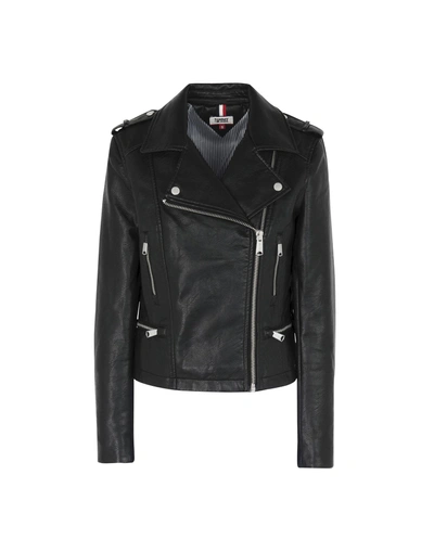 Shop Tommy Jeans Biker Jacket In Black