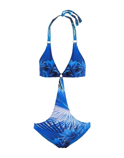 Shop Roberto Cavalli Beachwear One-piece Swimsuits In Blue