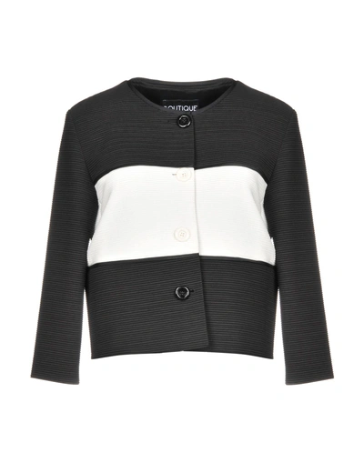 Shop Boutique Moschino Woman Suit Jacket Black Size 6 Cotton, Polyamide, Elastane