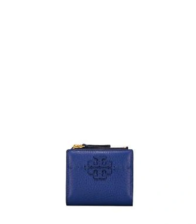 Shop Tory Burch Mcgraw Mini Foldable Wallet In Bright Indigo