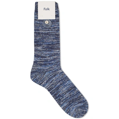 Shop Folk Melange Sock In Blue