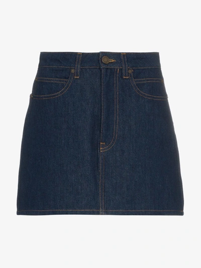 Shop Calvin Klein Jeans Est.1978 Calvin Klein Jeans Est. 1978 Logo Back Denim Mini Skirt In Blue