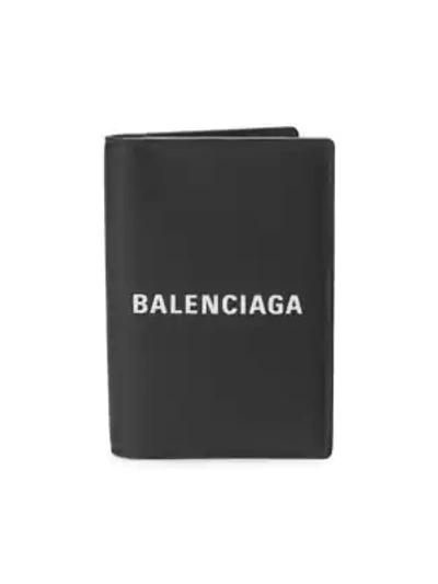 Shop Balenciaga Everyday Leather Passport Holder In Noir