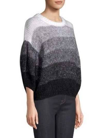 Shop Caroline Constas Ombre Mohair-blend Sweater In Black White