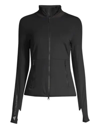 Shop Adidas By Stella Mccartney Performance Ess Midlayer Zip Up Jacket In Black
