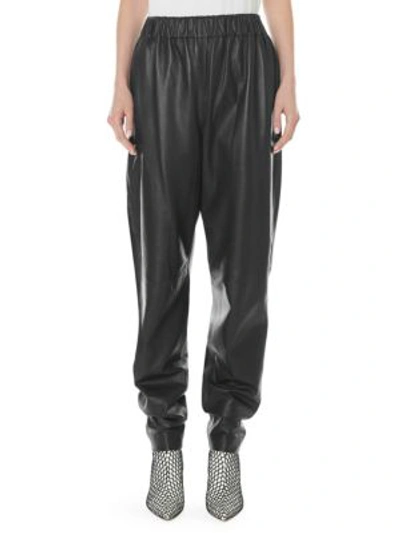 Shop Tibi Leather Pull-on Pants In Black