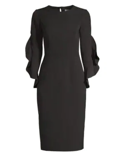 Shop Milly Italian Cady Katia Sheath Dress In Black