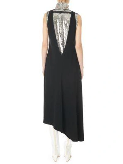 Shop Tibi Plunging Asymmetric Midi Dress In Black