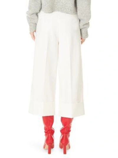 Shop Tibi Cuffed Crop Tuxedo Pants In Ivory