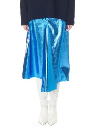 Shop Tibi Slouch Draped Midi Skirt In Blue