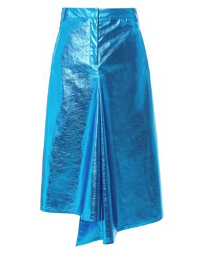 Shop Tibi Slouch Draped Midi Skirt In Blue