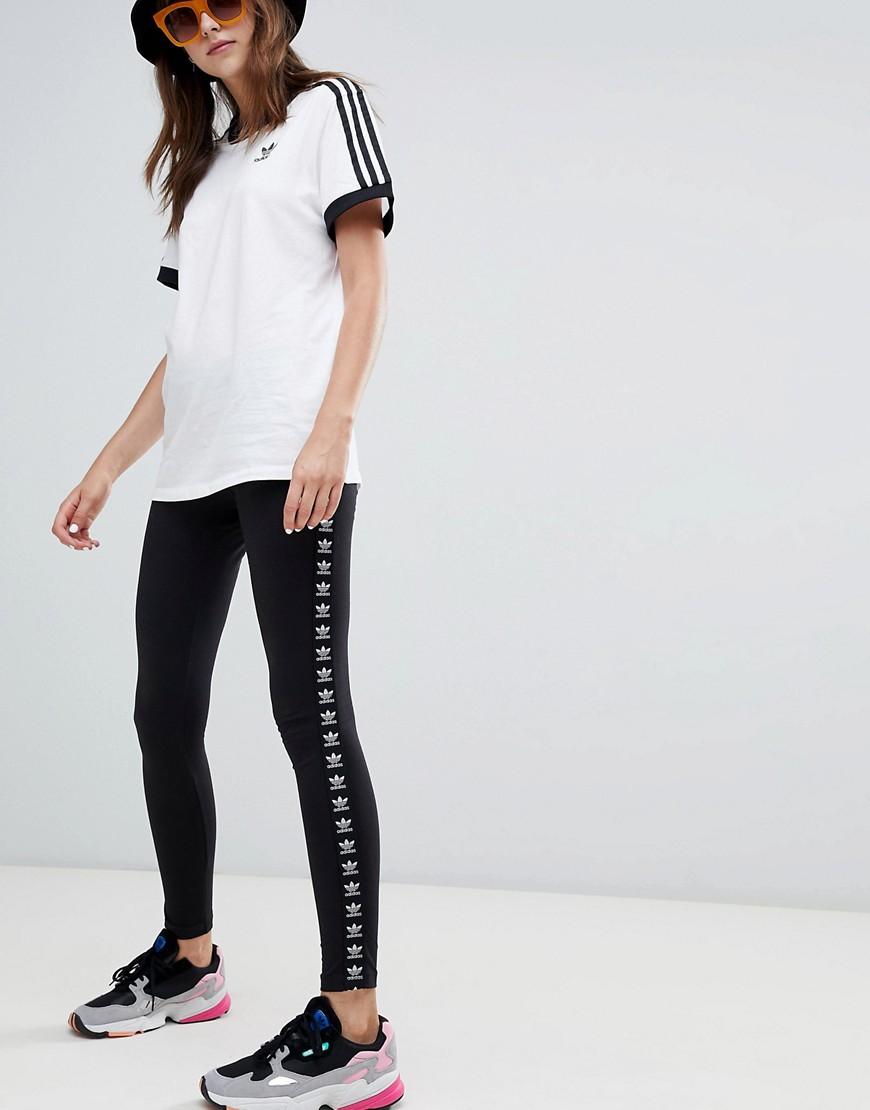 adidas originals trefoil logo print legging in black