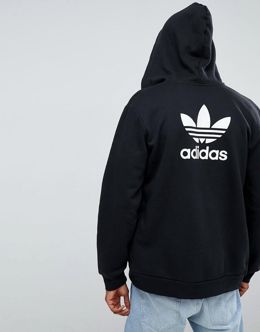 Adidas Originals Trefoil Zip Through Hoodie In Black Dn6016 - Black |  ModeSens