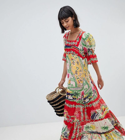Shop Anna Sui Exclusive Maxi Dress In Florida Sunshine Print - Multi