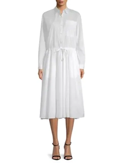 Shop Donna Karan Cotton Button-down Shirtdress In White