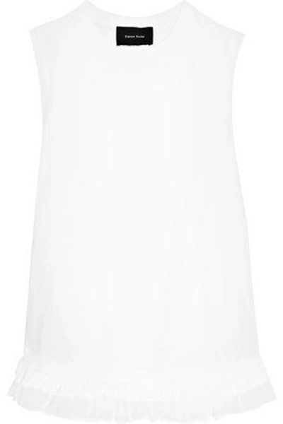 Shop Simone Rocha Woman Ruffled Tulle-trimmed Cotton-jersey Top White