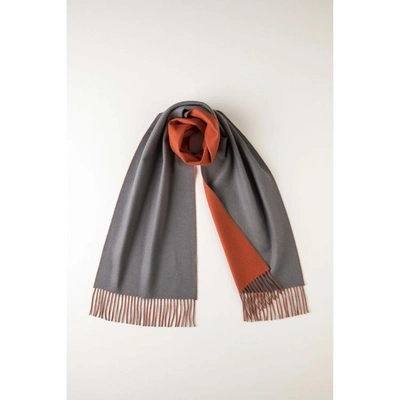 Shop Johnstons Of Elgin Grey & Orange Contrast Reversible Cashmere Scarf