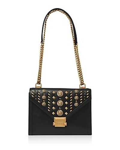 Shop Michael Michael Kors Whitney Large Studded Leather Shoulder Bag In Black/gold