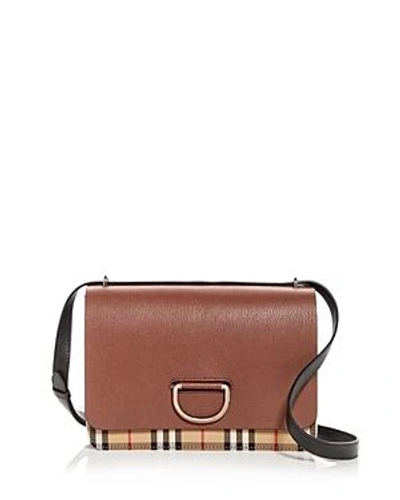 Shop Burberry Medium Vintage Check & Leather D-ring Bag In Tan