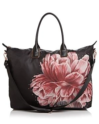 Shop Ted Baker Tranquility Large Tote In Black/rose Gold