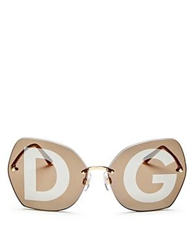 Shop Dolce & Gabbana Women's Lucia Mirrored Oversized Round Sunglasses, 64mm In Gold/gray Tampo Silver And Gold