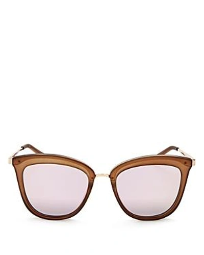 Shop Le Specs Women's Caliente Mirrored Cat Eye Sunglasses, 53mm In Matte Mocha/gold