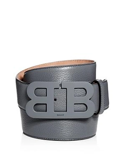 Shop Bally Men's Tonal Matte Mirror B Buckle Reversible Leather Belt In Black