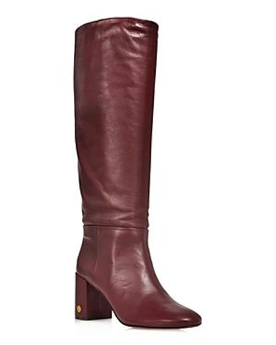 Shop Tory Burch Women's Brooke Slouchy Leather Tall Boots In New Claret