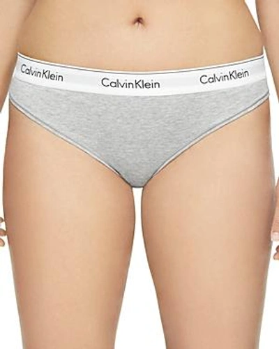 Shop Calvin Klein Plus Modern Cotton Thong In Heather Gray
