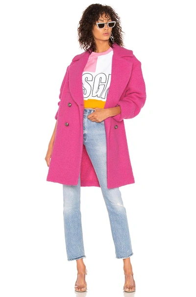 Shop Msgm Robe Coat In Hot Pink