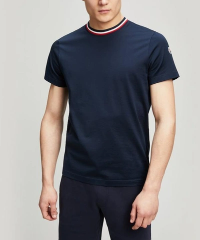 Shop Moncler Contrast Collar T-shirt In Grey