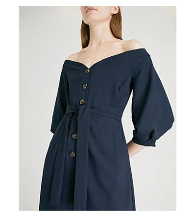 Shop Whistles Carina Off-shoulder Jumpsuit In Navy