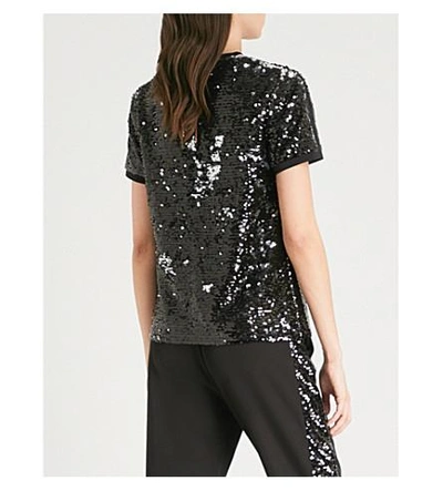 Shop Ted Baker Sequinned Woven T-shirt In Black