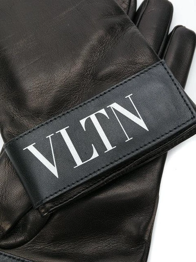 Shop Valentino Garavani Fur-lined Logo Gloves - Black