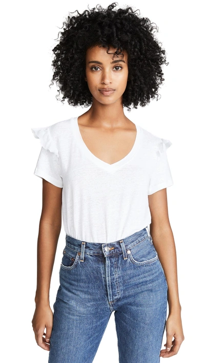 Shop Scotch & Soda/maison Scotch Ruffle Sleeve Tee In White