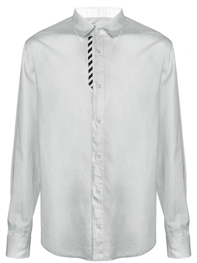 Shop Off-white Stripe Panel Shirt - Grey