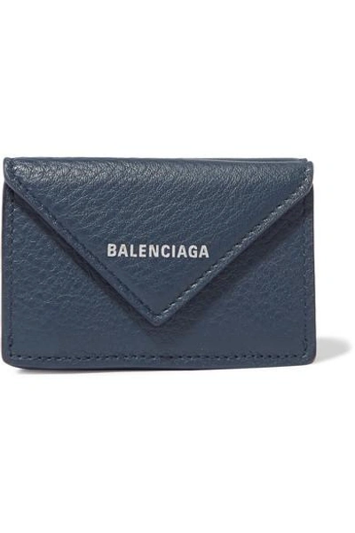 Shop Balenciaga Papier Mini Printed Textured-leather Wallet In Blue