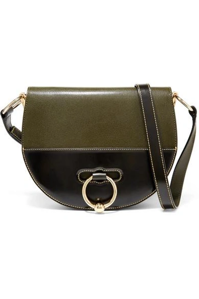 Shop Jw Anderson Latch Smooth And Textured-leather Shoulder Bag In Green