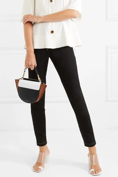 Shop Wandler Hortensia Mini Color-block Leather Shoulder Bag In Black