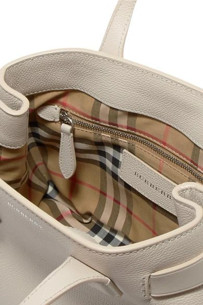 Shop Burberry Textured-leather Tote In White