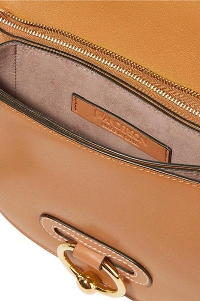 Shop Jw Anderson Latch Smooth And Textured-leather Shoulder Bag In Tan