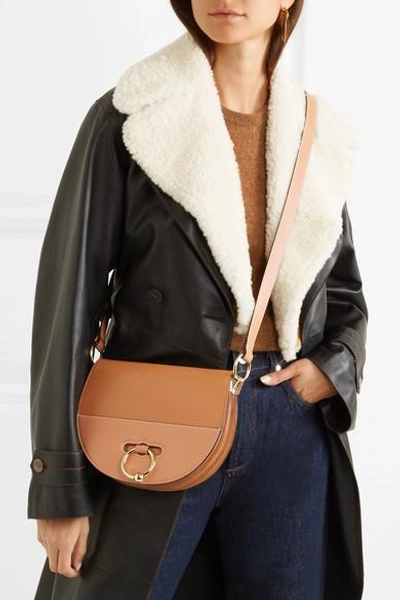 Shop Jw Anderson Latch Smooth And Textured-leather Shoulder Bag In Tan