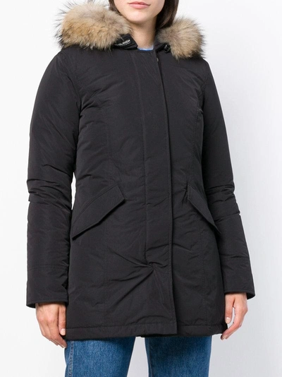 Shop Woolrich Hooded Coat - Black