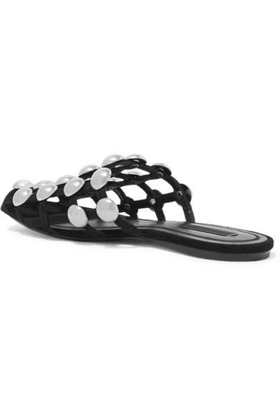 Shop Alexander Wang Amelia Studded Suede Slippers In Black